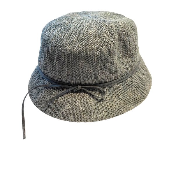 Womens Bucket Hat Ribbon Bow Grey/White One Size Fit Most New - Picture 1 of 6